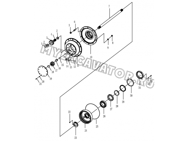 Колесный редуктор/FINAL DRIVE ASSEMBLY (REAR AXLE) E7-2907000108 SDLG LG952H