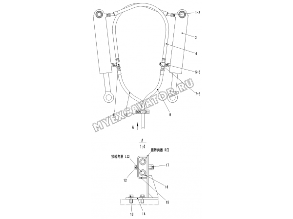 Гидроцилиндр рулевого управления/STEERING CYLINDER ASSEMBLY I3-2921000880 SDLG LG952H