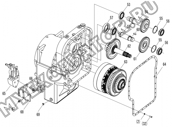 Коробка передач/TRANSMISSION ASSEMBLY (2) SDLG LG953