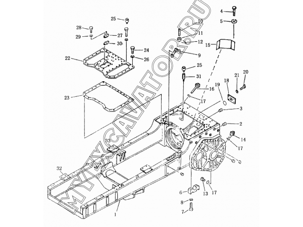 3001 Картер рулевого механизма и рама шасси Shantui SD16