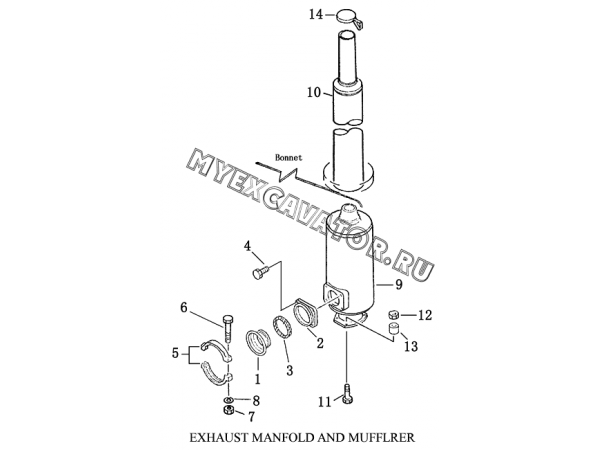 Глушитель/EXHAUST MANIFOLD AND MUFFLER Shantui SD23