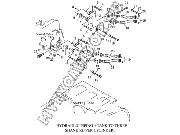 Гидросистема/HYDRAULIC PIPING (TANK TO THREE SHANK RIPPER CYLINDER) Shantui SD23