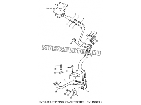 Гидросистема/HYDRAULIC PIPING (TANK TO TILT CYLINDER) Shantui SD23