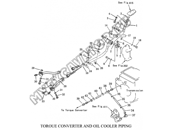 Гидросистема/TOROUE CONVERTER AND OIL COOLER PIPING Shantui SD23