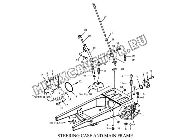 Рычаг рулевого управления и основная стойка/STEERING CASE AND MAIN FRAME Shantui SD23