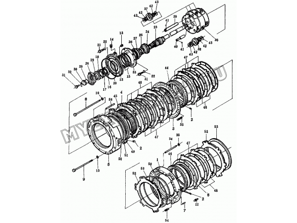 Трансмиссия/Transmission gear and shaft (1/2) 175-15-00226-2 Shantui SD32