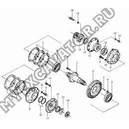 Коническая шестерня и вал/Bevel gear and shaft 24Y-16-00000-1 Shantui SD32