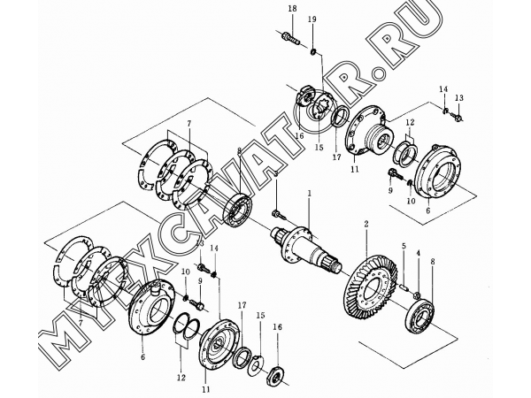 Коническая шестерня и вал/Bevel gear and shaft 24Y-16-00000-1 Shantui SD32