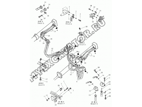 Гидросистема/Blade lift piping (2/2) 24Y-62-00000-2 Shantui SD32
