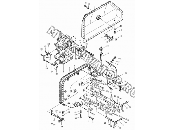 Гидросистема/Hydraulic tank (1/2) 175-60-29006-1 Shantui SD32