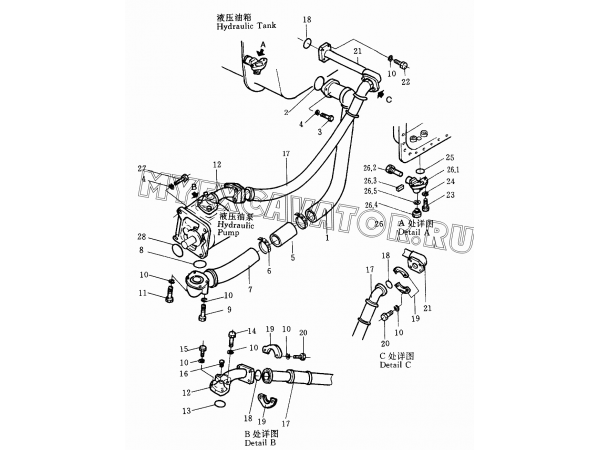 Гидросистема/Hydrautic piping ass'y 175-60-26001 Shantui SD32