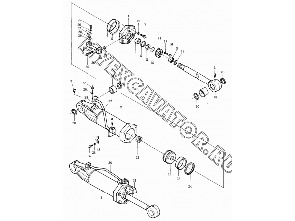 Гидросистема/Ripper tilt cylinder 175-63-437(8)00 Shantui SD32