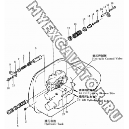 Гидросистема/Tilt oil cylinder control valve ass'y 701-41-11006 Shantui SD32