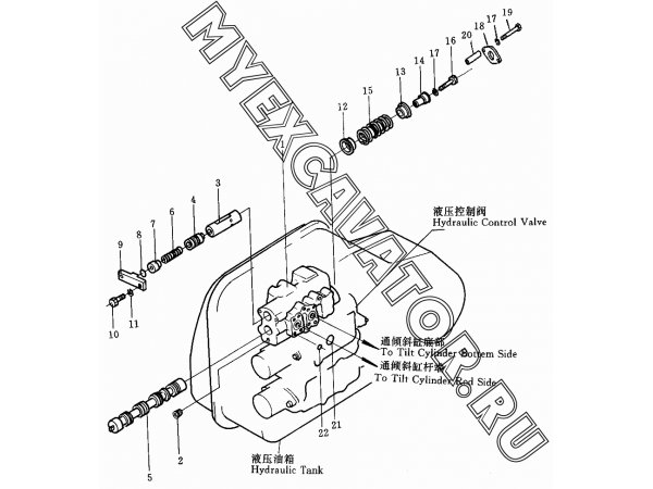 Гидросистема/Tilt oil cylinder control valve ass'y 701-41-11006 Shantui SD32