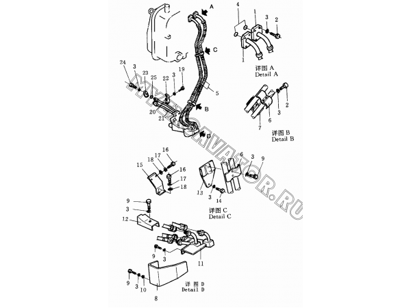 Гидросистема/Tilt piping 175-61-18001 Shantui SD32