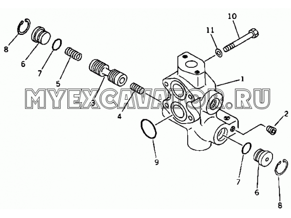 Предохранительный клапан/Safety valve 195-49-13800 Shantui SD32