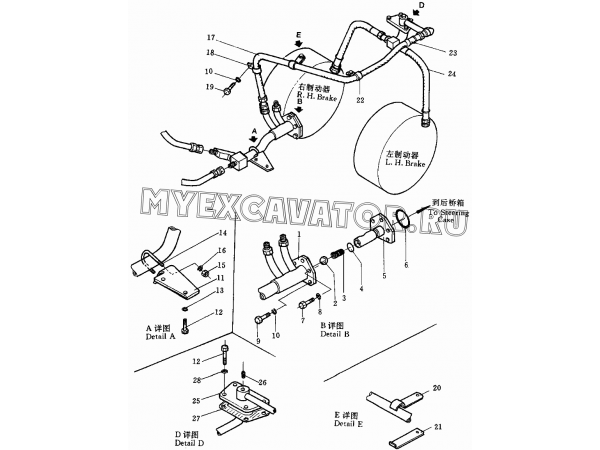 Трубопроводы рулевого управления/Steering piping system (2/2) 171-74-A0000-5 Shantui SD32