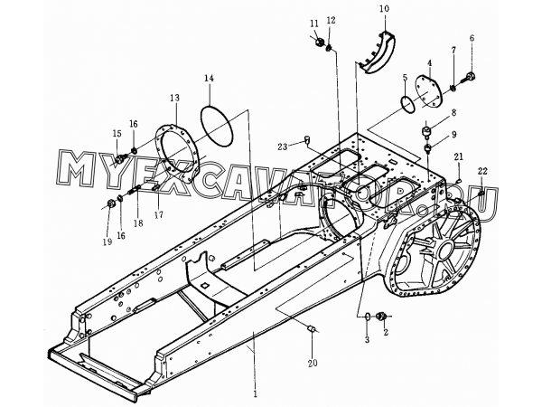 Рама/Main frame and steering case 171-30-A0000-1 Shantui SD32