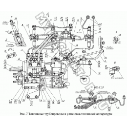 Топливные трубопроводы и установка топливной аппаратуры ММЗ Д-245.5С
