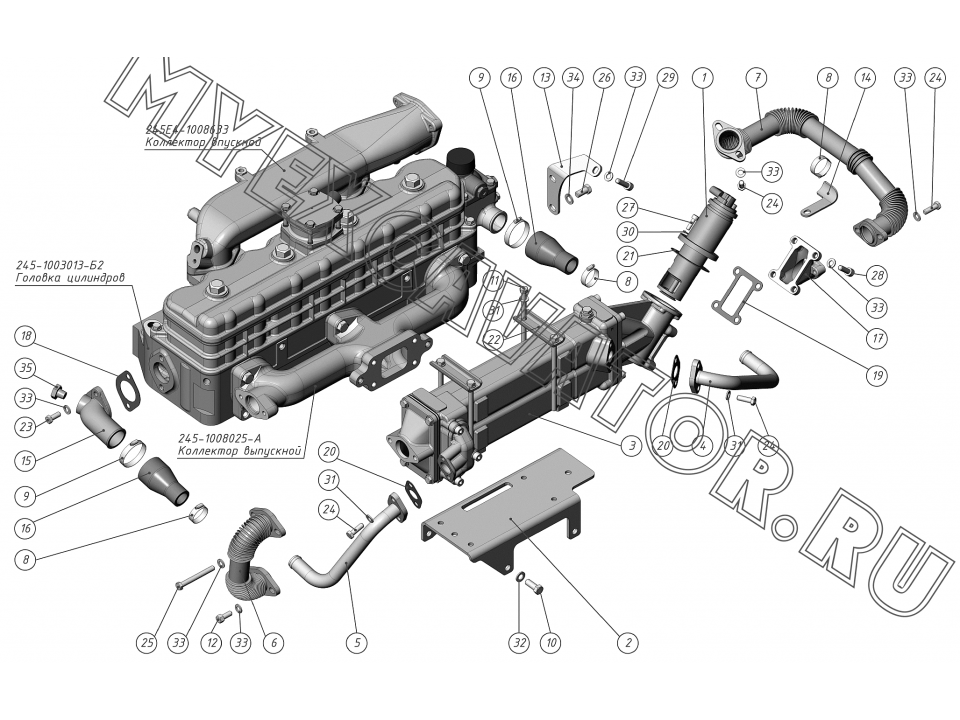 Трубка рециркуляции газов Д-245Е4  ГАЗ  ПАЗ  МАЗ  L=128 мм