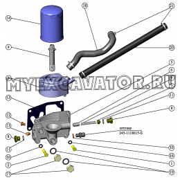 Установка масляного фильтра с жидкостно-масляным теплообменником (ЖМТ). Установка патрубков ЖМТ ММЗ Д-245.7Е4