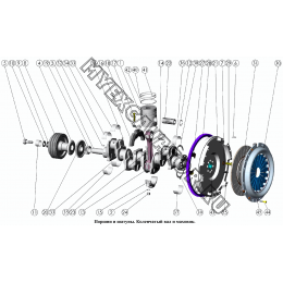 Поршни и шатуны. Коленчатый вал и маховик ММЗ Д-245.9