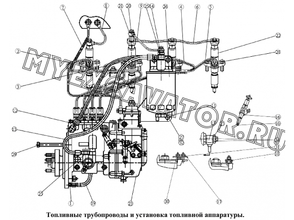 Топливные трубопроводы и установка топливной аппаратуры ММЗ Д-245.9