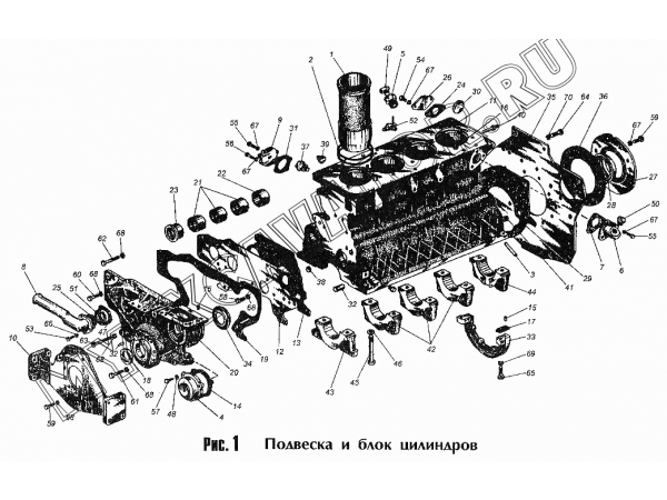 Подвеска и блок цилиндров ММЗ Д-245.9-540