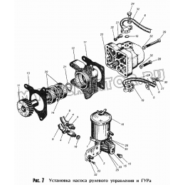 Установка насоса рулевого управления и ГУРа ММЗ Д-245.9-540